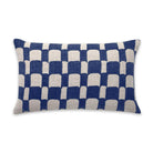 Block printed Blue Checkered Throw Pillow