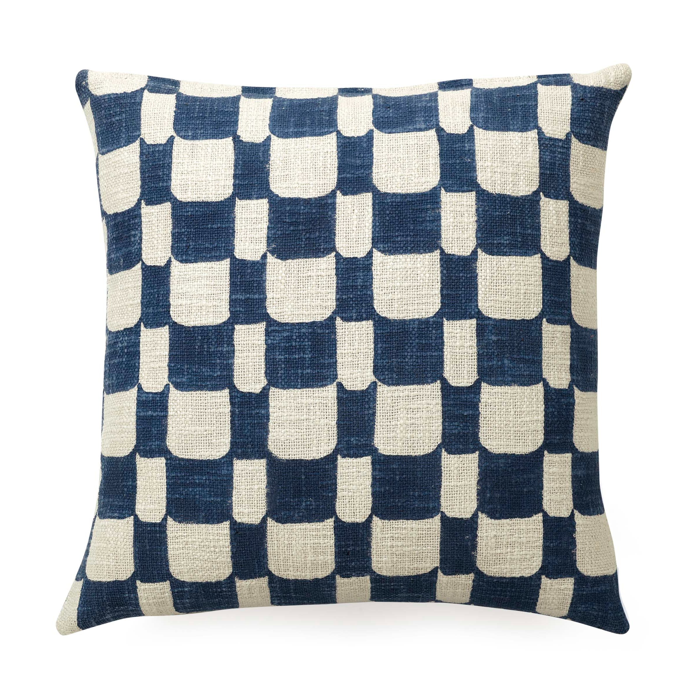 Block printed Blue Square Throw Pillow Cover