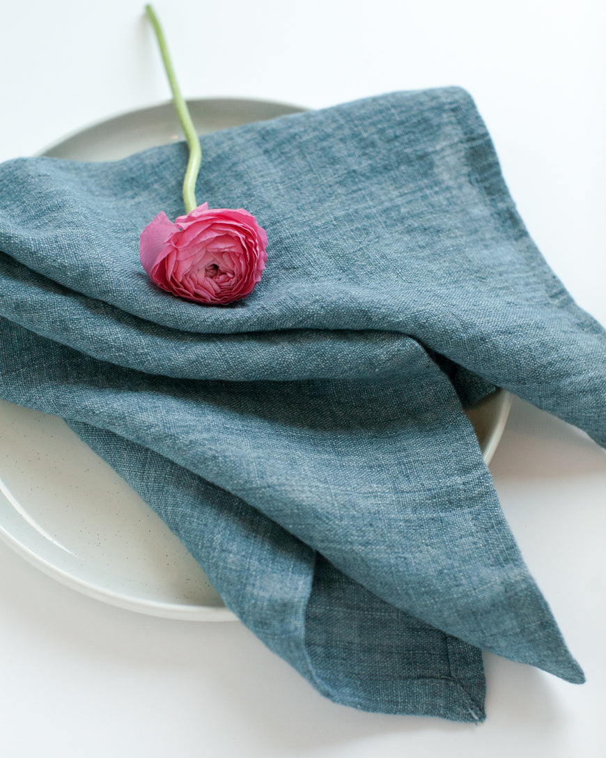 Blue Chambray Linen Napkins