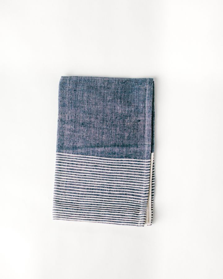 Blue Color Blocked Cotton Napkin
