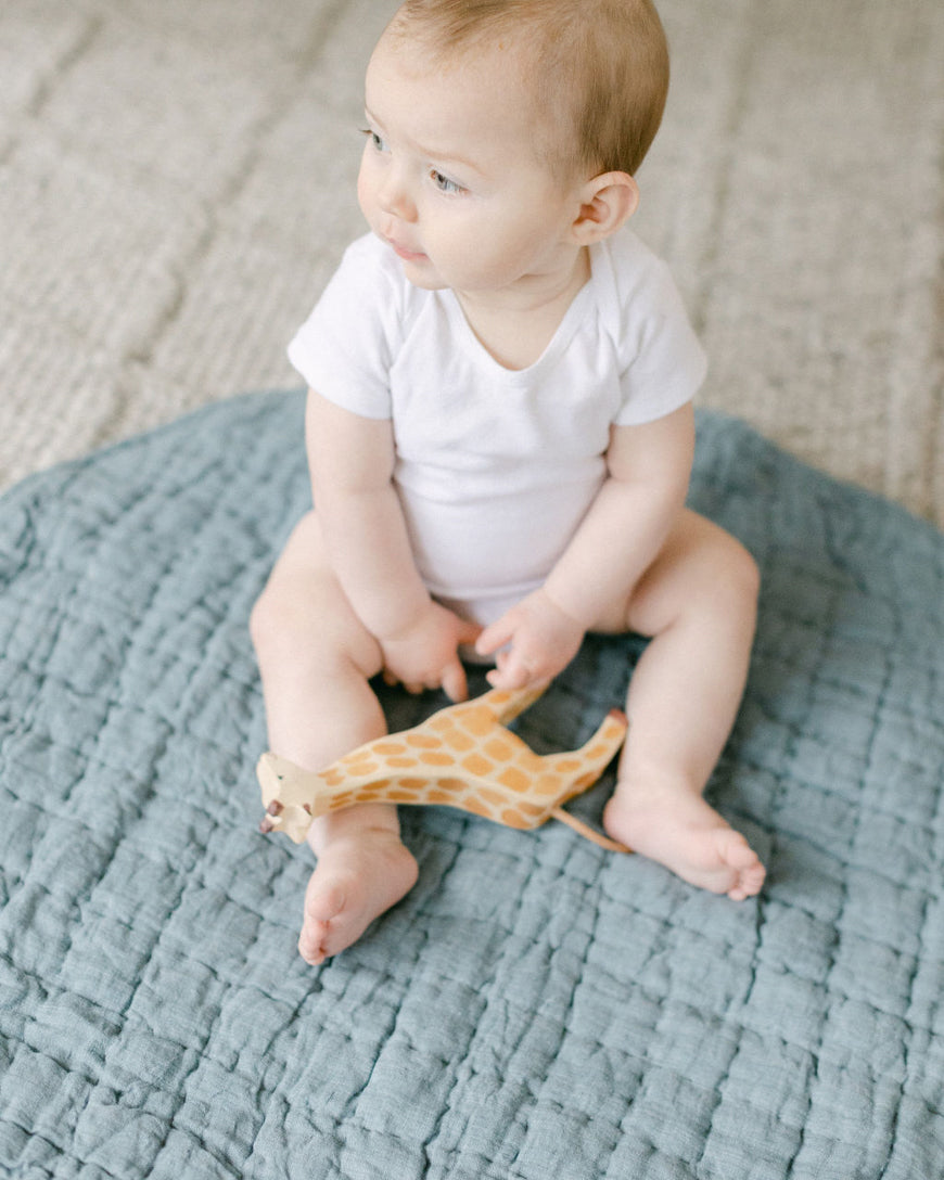 Blue Linen Padded Play Mat