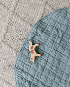 Blue Natural Linen Padded Play Mat