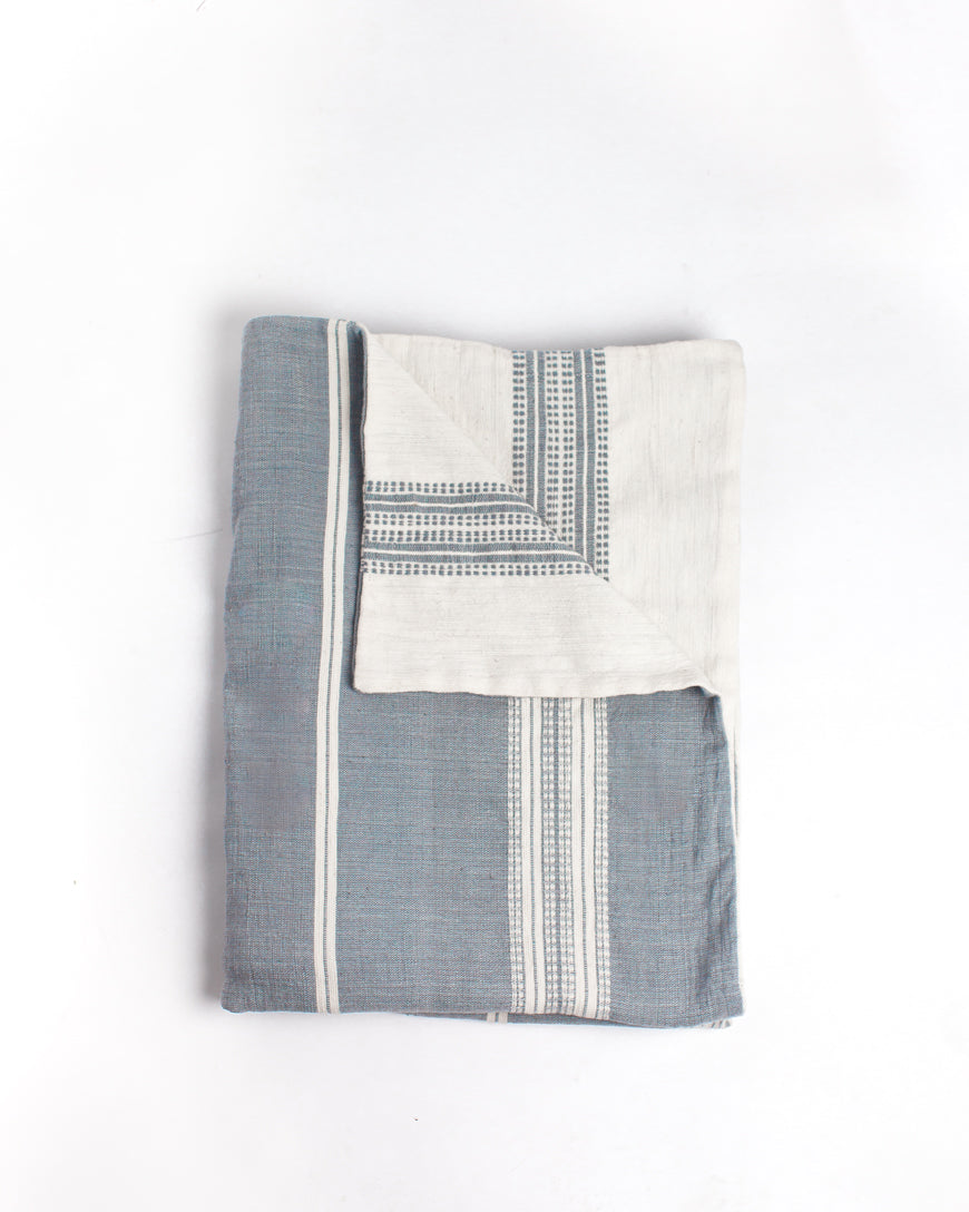 Blue Reversible Natural Baby Blanket