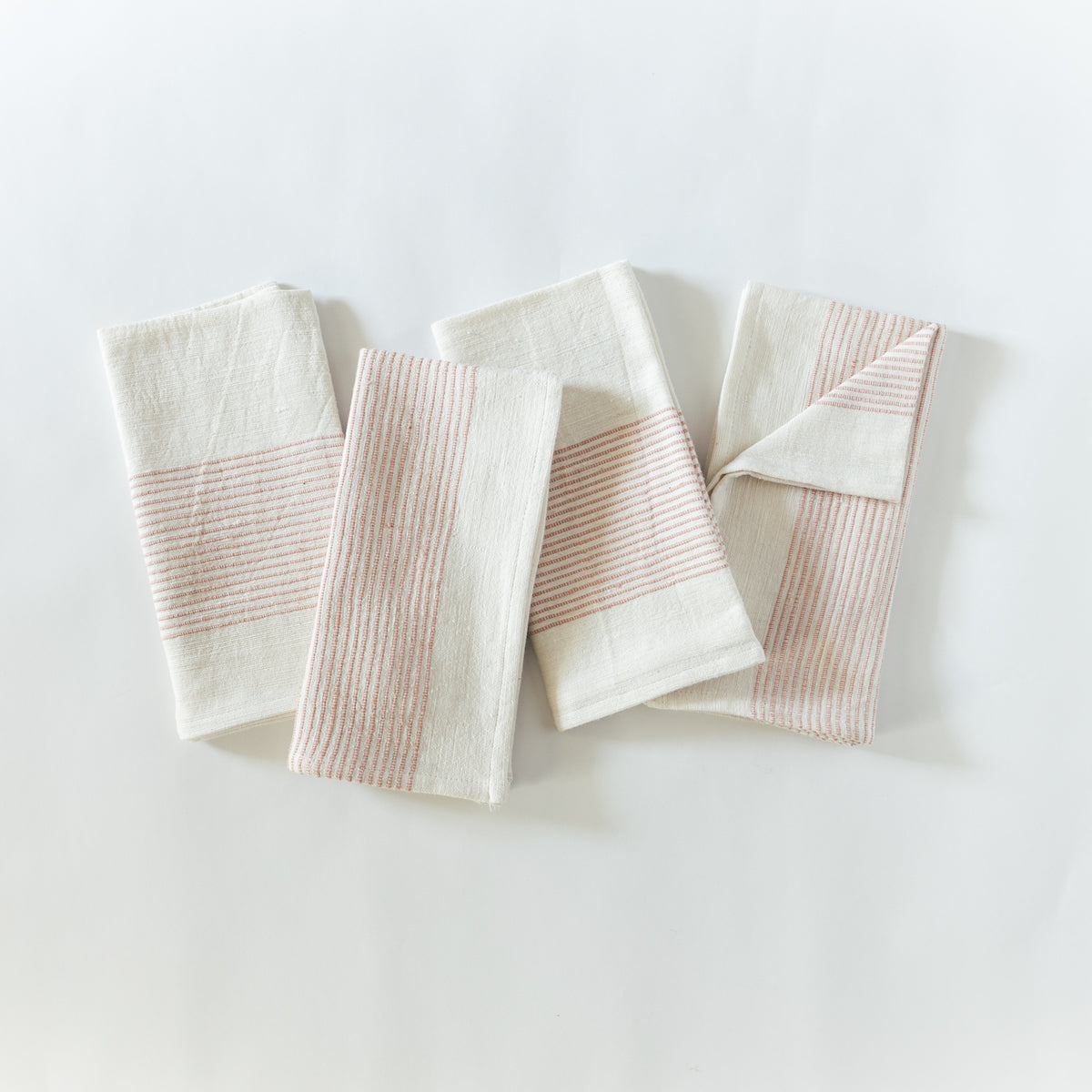 Blush White Stripe Cotton Dinner Napkins