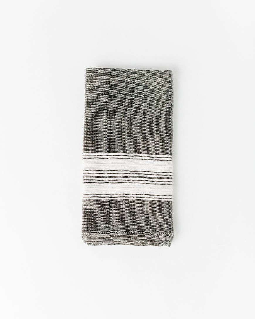 Charcoal White Stripe Cotton Dinner Napkin