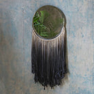 Circle Mirror with Black Fade Ombre Fringe