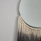 Circle Mirror with Black Ombré Fringe