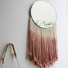 Circle Mirror with Pink Fade Ombre Fringe