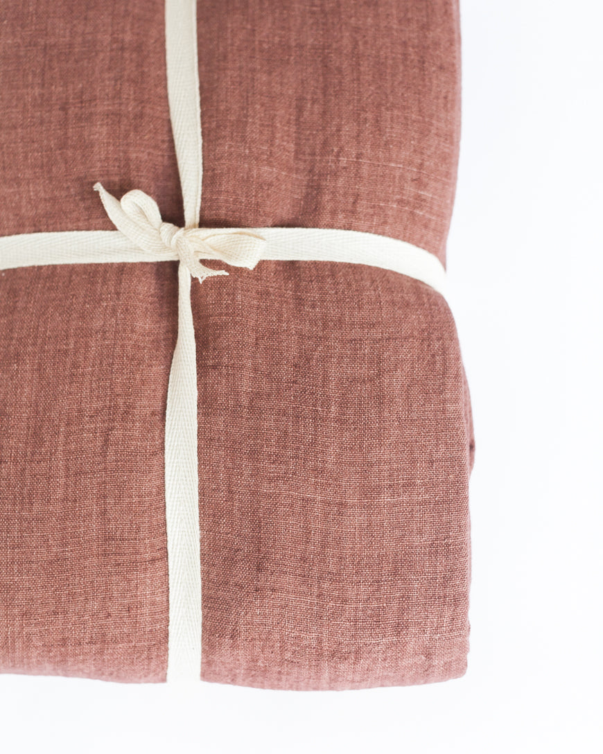 Clay Stonewashed Linen Blanket