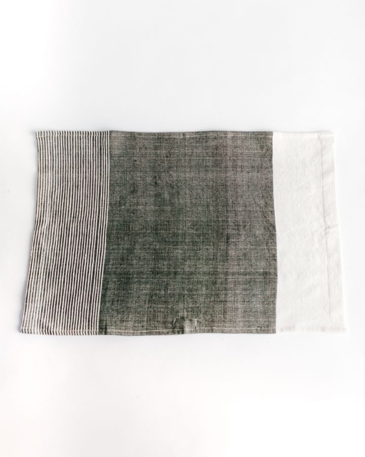 Dark Gray Color Blocked Cotton Napkin