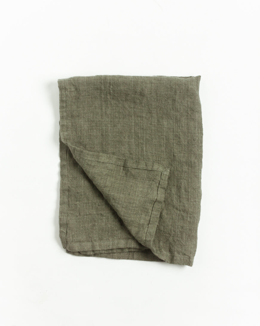 Forest Green Linen Tea Towel