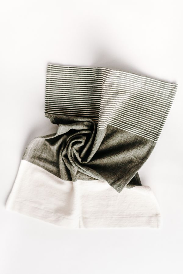 Gray Color Blocked Cotton Napkin