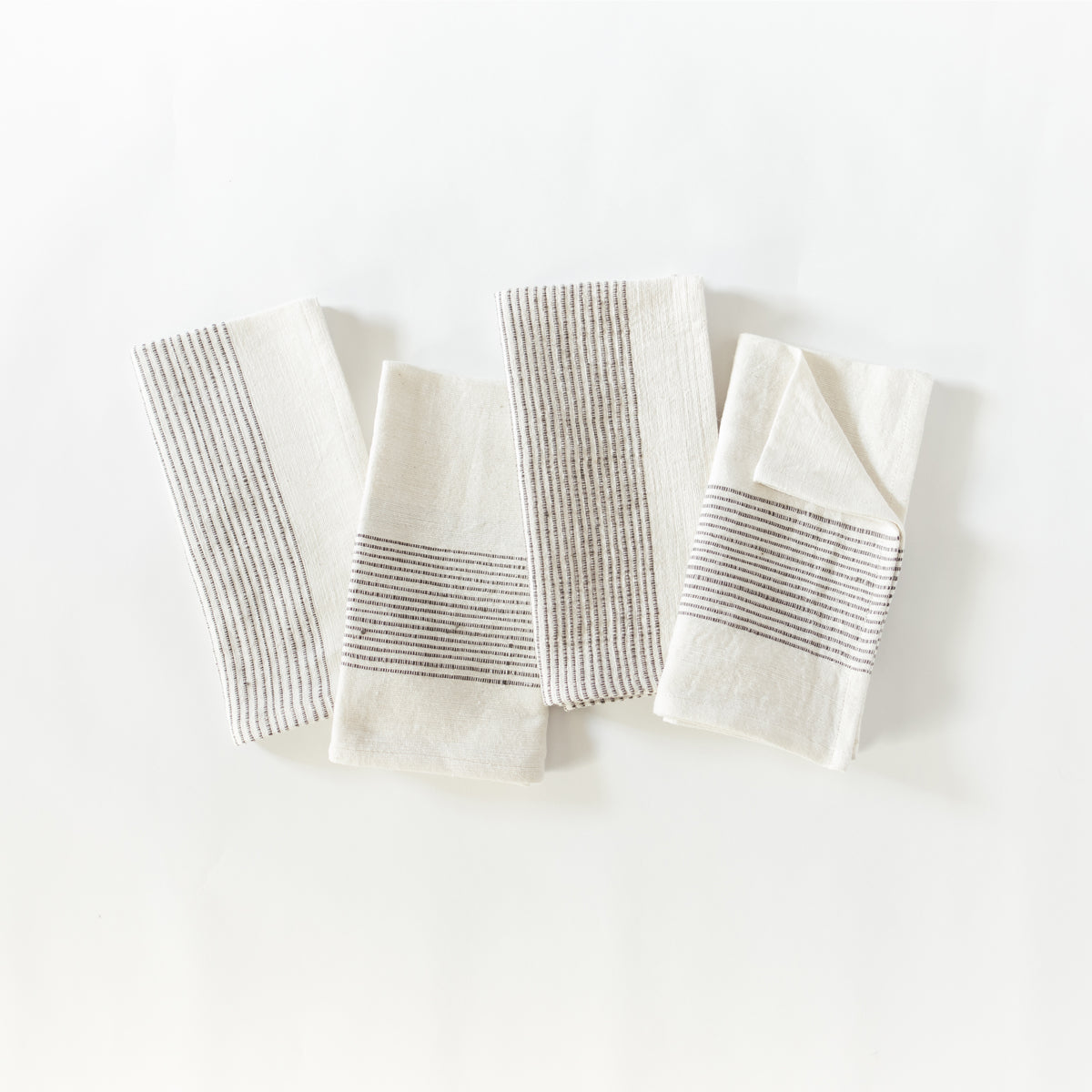 Gray White Stripe Cotton Dinner Napkins