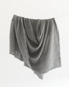 Grey Stonewashed Linen Throw Blanket