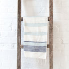 Light Blue Navy Hand Towel Fringe