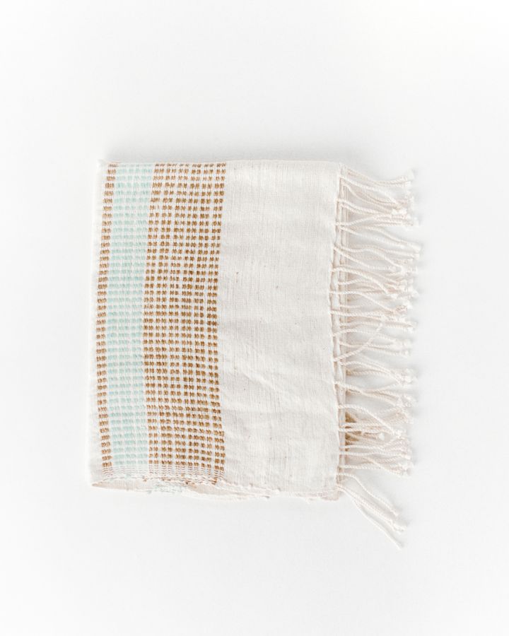 Light Blue Tan Hand Towel