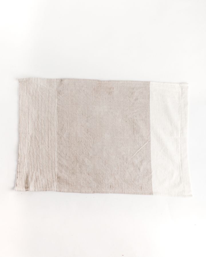 Light Grey Color Blocked Cotton Dinner Napkin