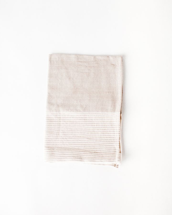 Light Grey White Color Blocked Cotton Dinner Napkin