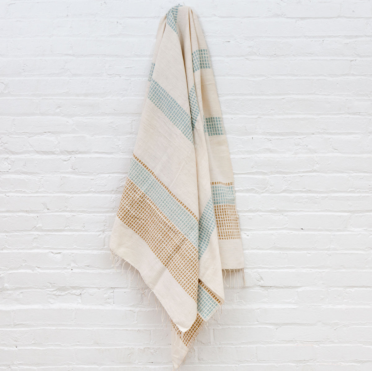 Natural Blue Striped Cotton Bath Towel