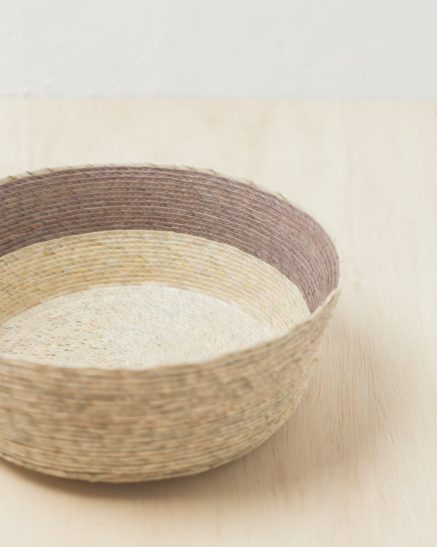 Natural Catchall Basket Grey Trim