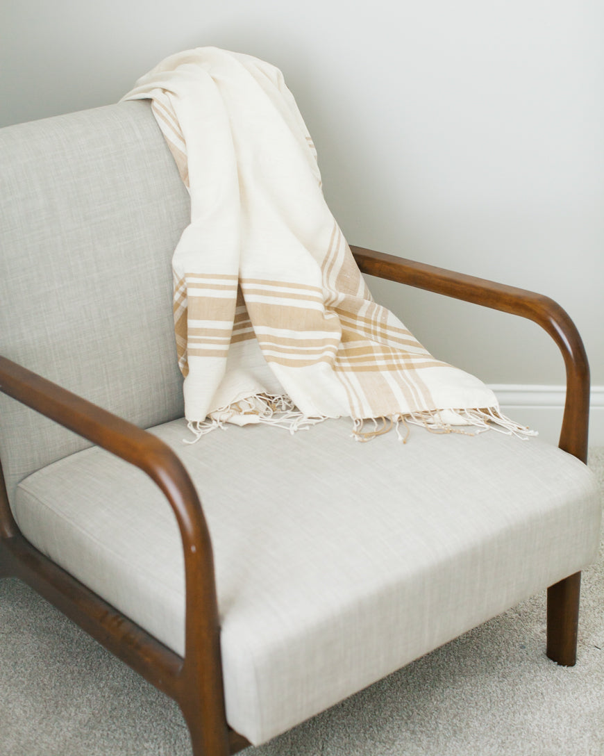 Natural Crosshatch Throw Blanket