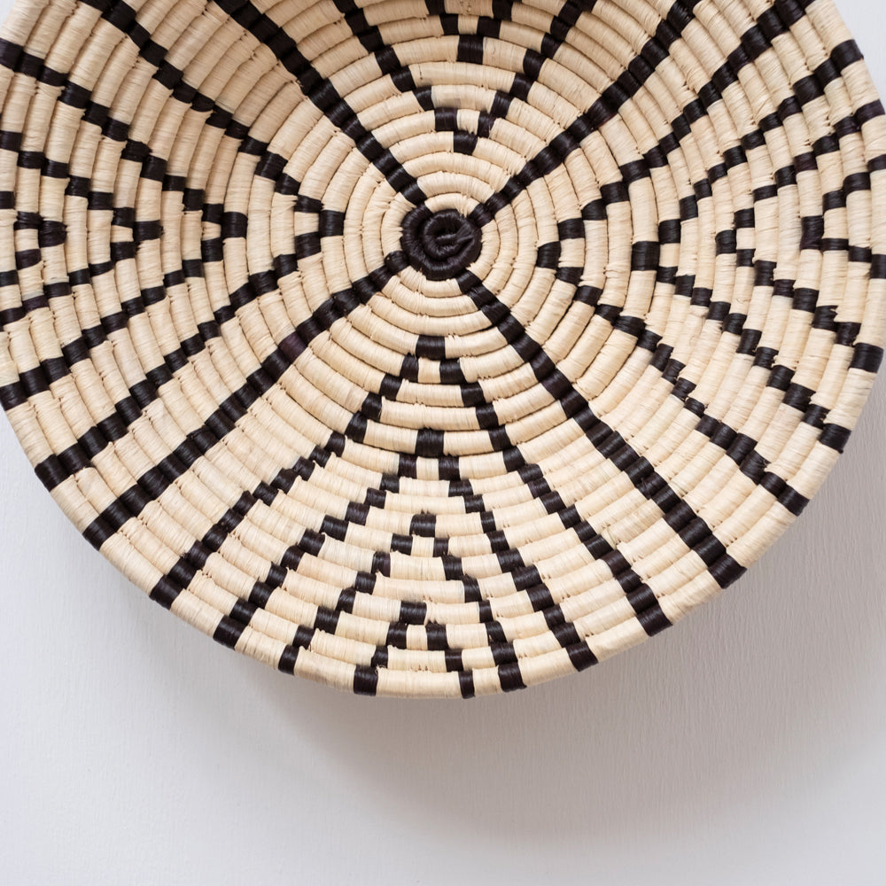 Natural Graphic Black Stripe Wall Basket