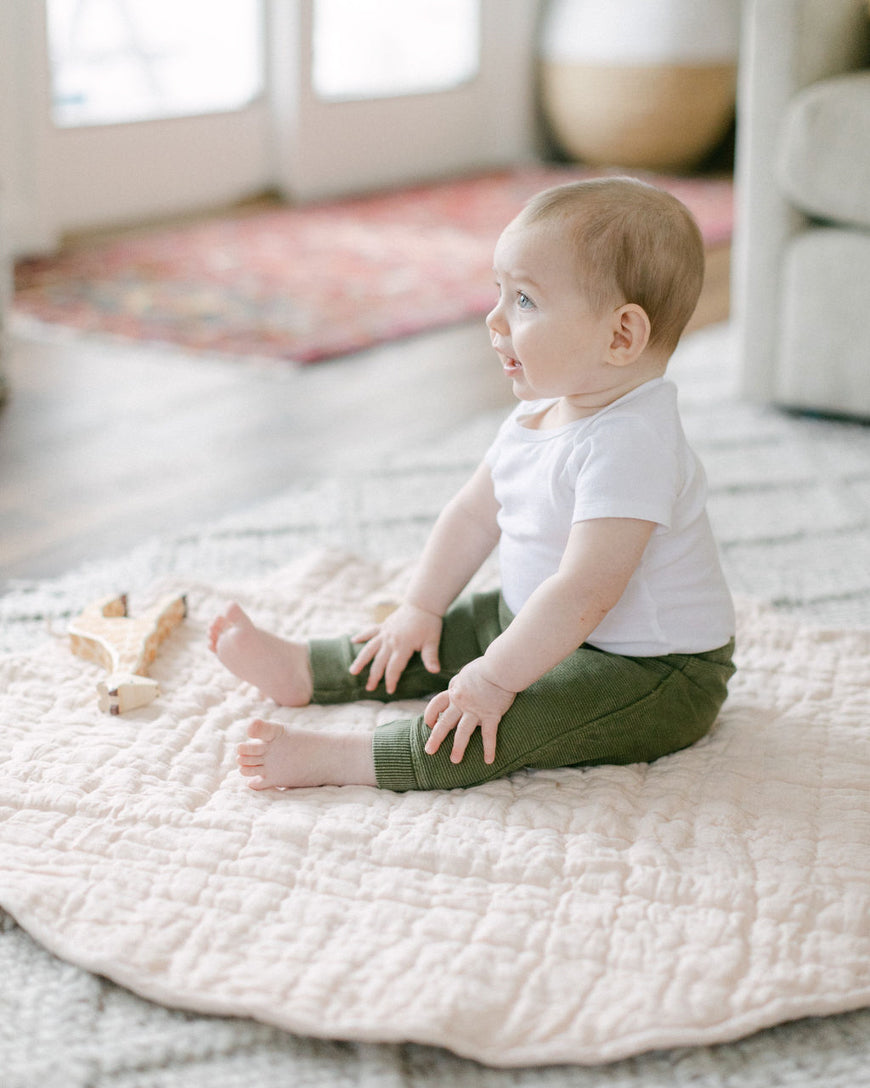 Natural Linen Blush Padded Play Mat