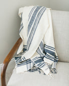 Navy Natural Crosshatch Blanket