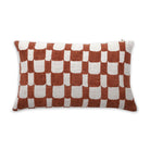 Rust Checkered Lumbar Throw Pillow Block Printed