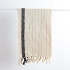 Striped Turkish Natural Black Striped Cotton Hand Towel