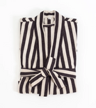 Turkish Cotton Robe Natural Black Stripe Medium