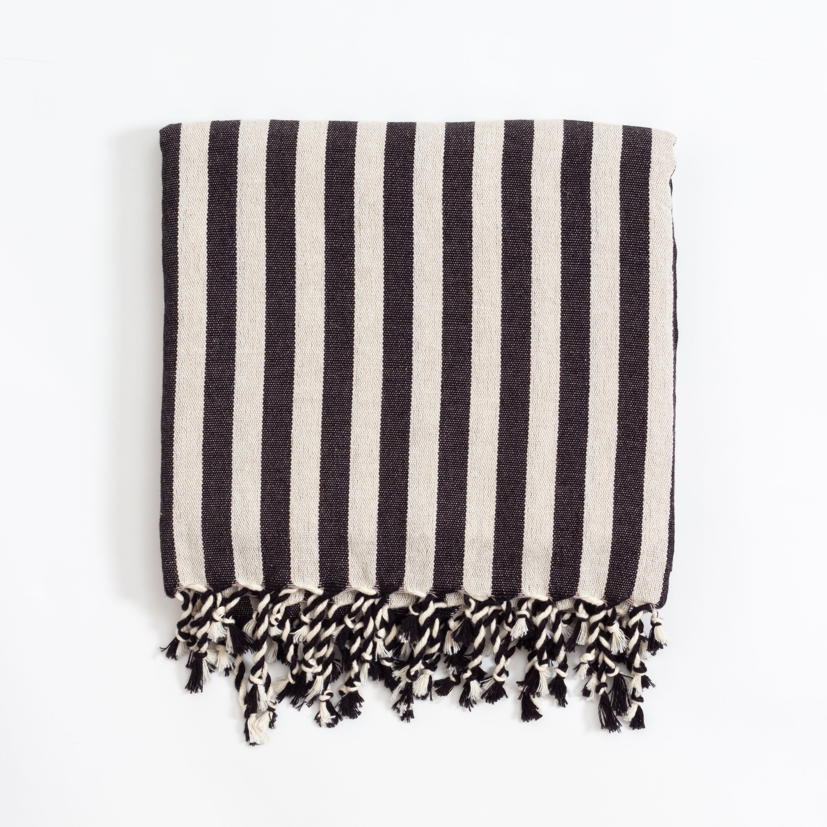 Turkish Cotton Towel Natural Black Stripe