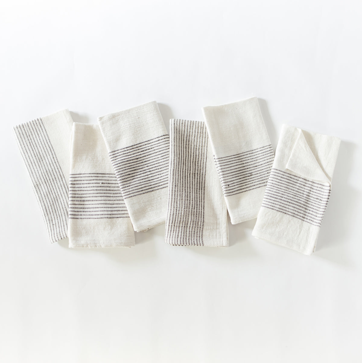 White Black Stripe Cotton Napkins