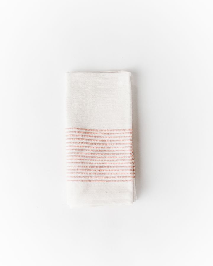 White Pink Striped Cotton Napkins