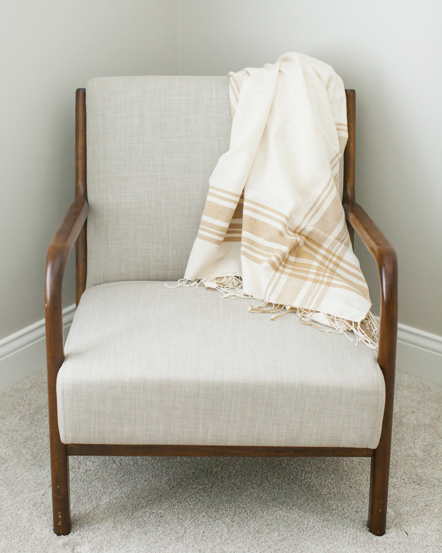 Yellow Natural Crosshatch Blanket